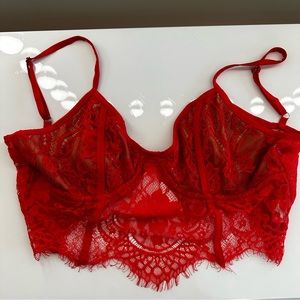 Tiger Mist Red Lace Crop Top